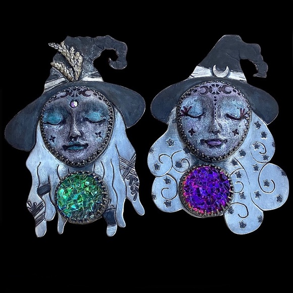 Artisan handmade Flora & Luna Witch Pendants - Picture 3 of 5